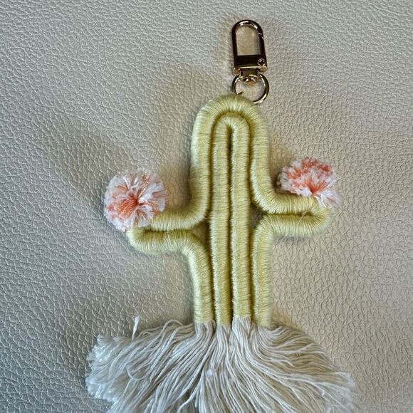 Cactus Macrame Keychain Purse Charm Bag Charm NEW FAST SHIP - Picture 3 of 3